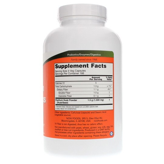 Psyllium Husk Caps 500 Mg, NOW